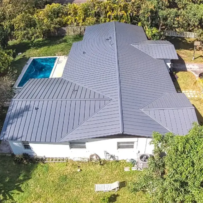Completed metal roof aerial