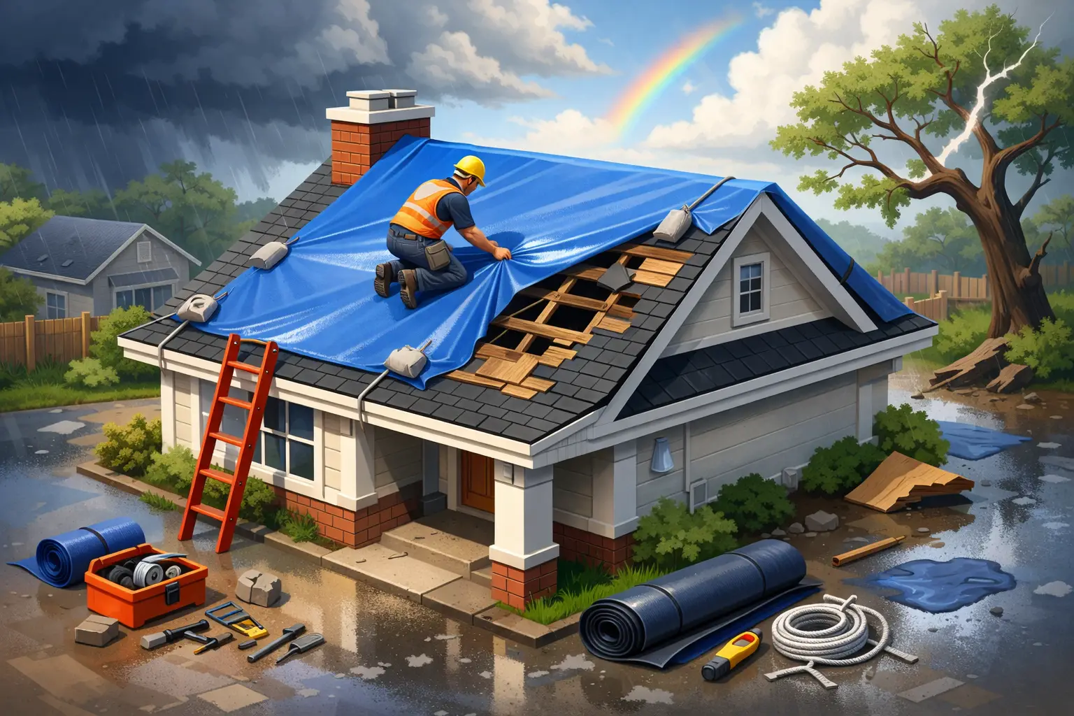 Guide to Emergency Roof Tarping After a Storm